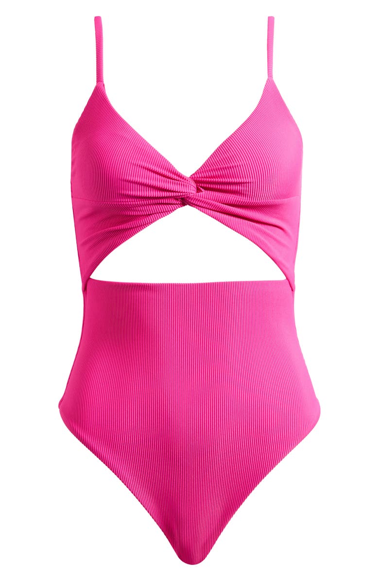 Beach Riot Annalisa Textured One-Piece Swimsuit, Alternate, color, Raspberry