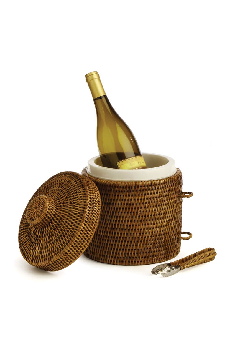 Napa Home & Garden Burma Rattan Ice Box & Tongs, Alternate, color, Brown