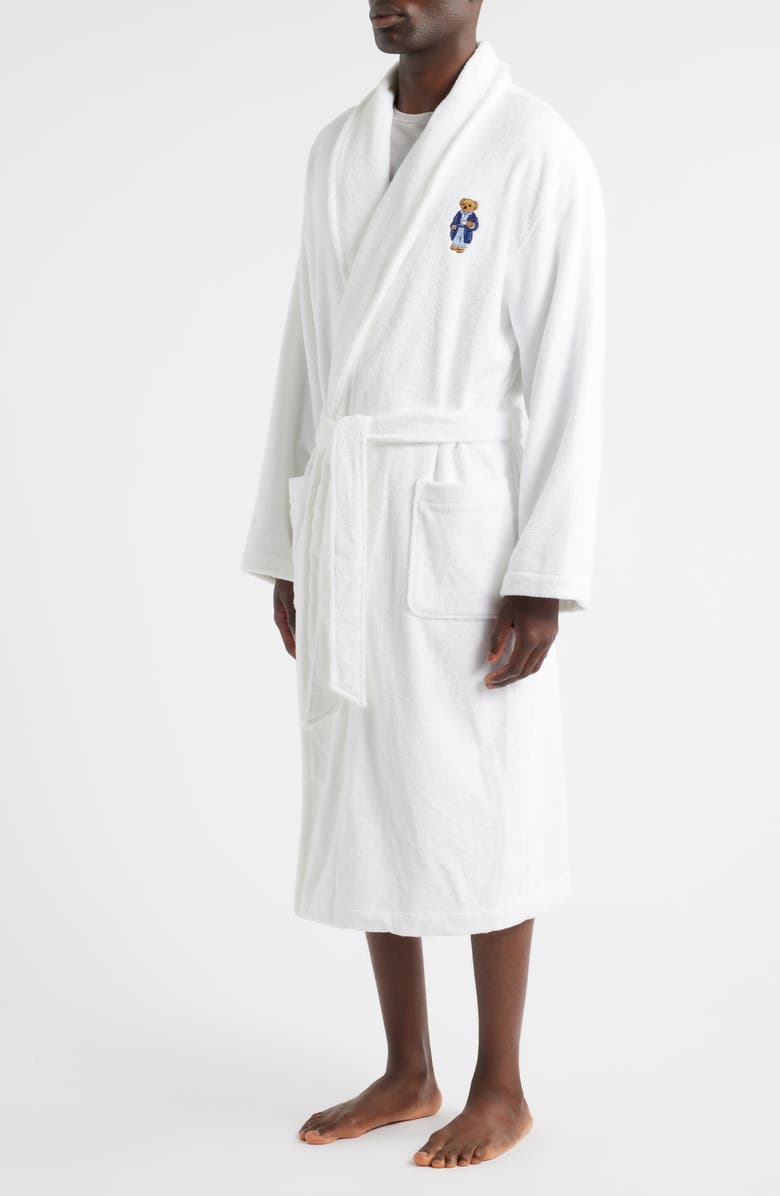 Polo Ralph Lauren Bear Embroidered Terry Cloth Robe, Alternate, color, White