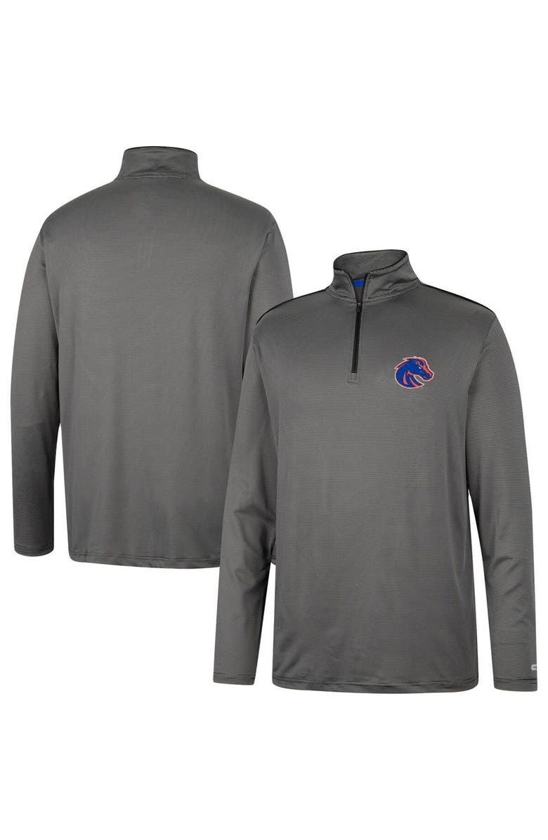 COLOSSEUM Men's Colosseum Charcoal Boise State Broncos Logo Quarter-Zip Windshirt, Main, color,