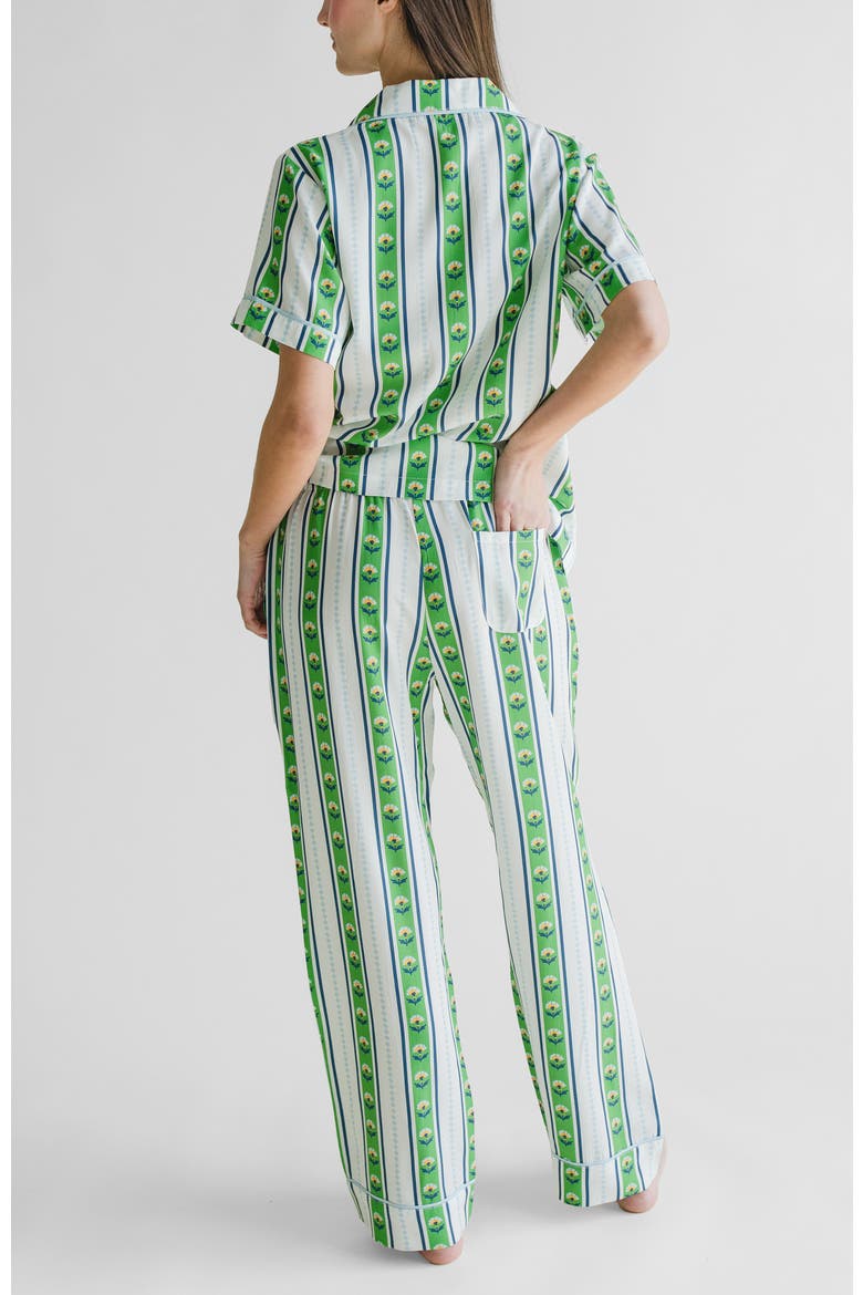 Garden Stripe Pajama Pants Set, Alternate, color, Green