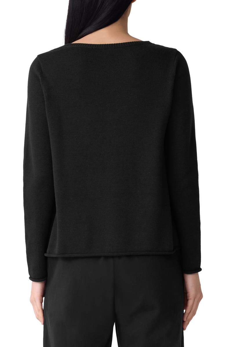 Eileen Fisher Bateau Neck Cotton Blend Sweater, Alternate, color, Black