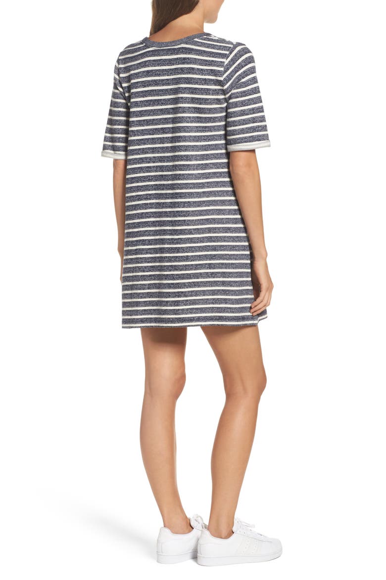 Normandy Stripe T-Shirt Dress, Alternate, color, INDIGO/ BRULE