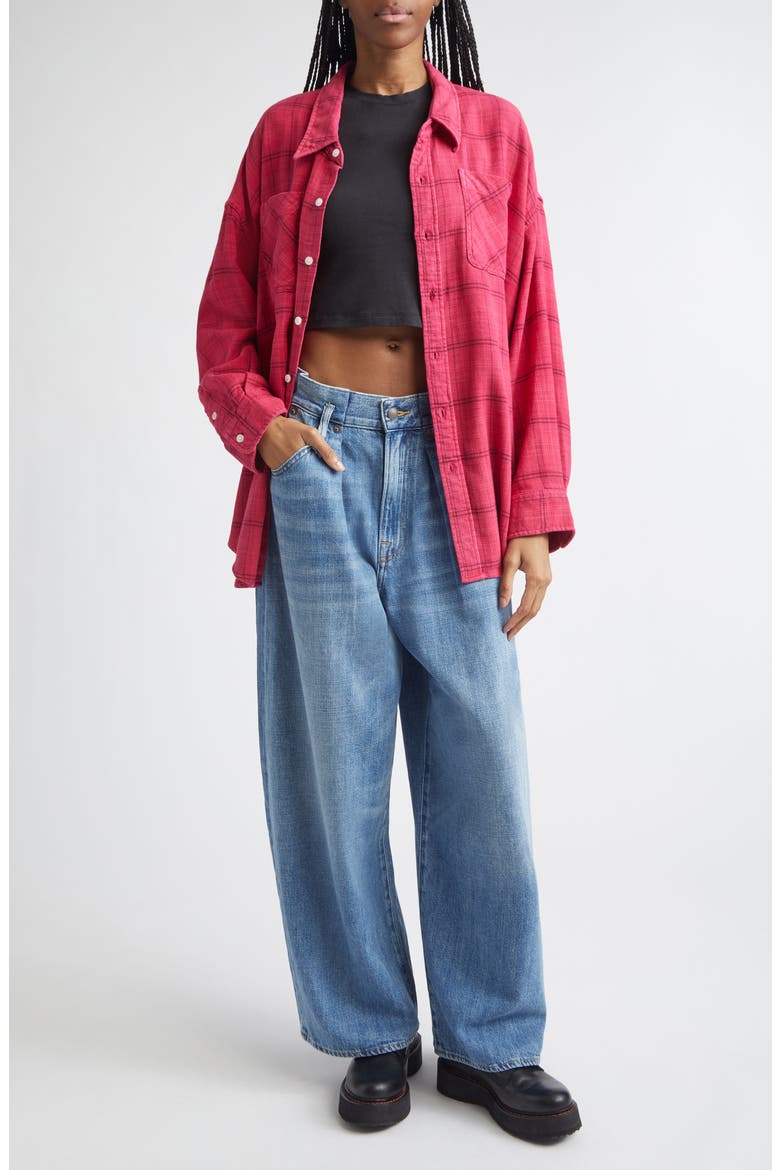 Pleated Waistband Wide Leg Jeans, Alternate, color, CONCRETE BLUE