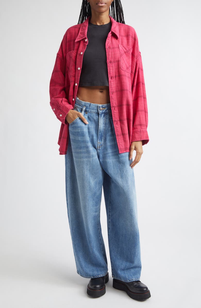 R13 Pleated Waistband Wide Leg Jeans, Alternate, color, Concrete Blue