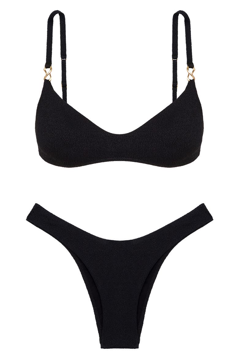 Giulia High Cut Bikini Bottoms, Alternate, color, BLACK