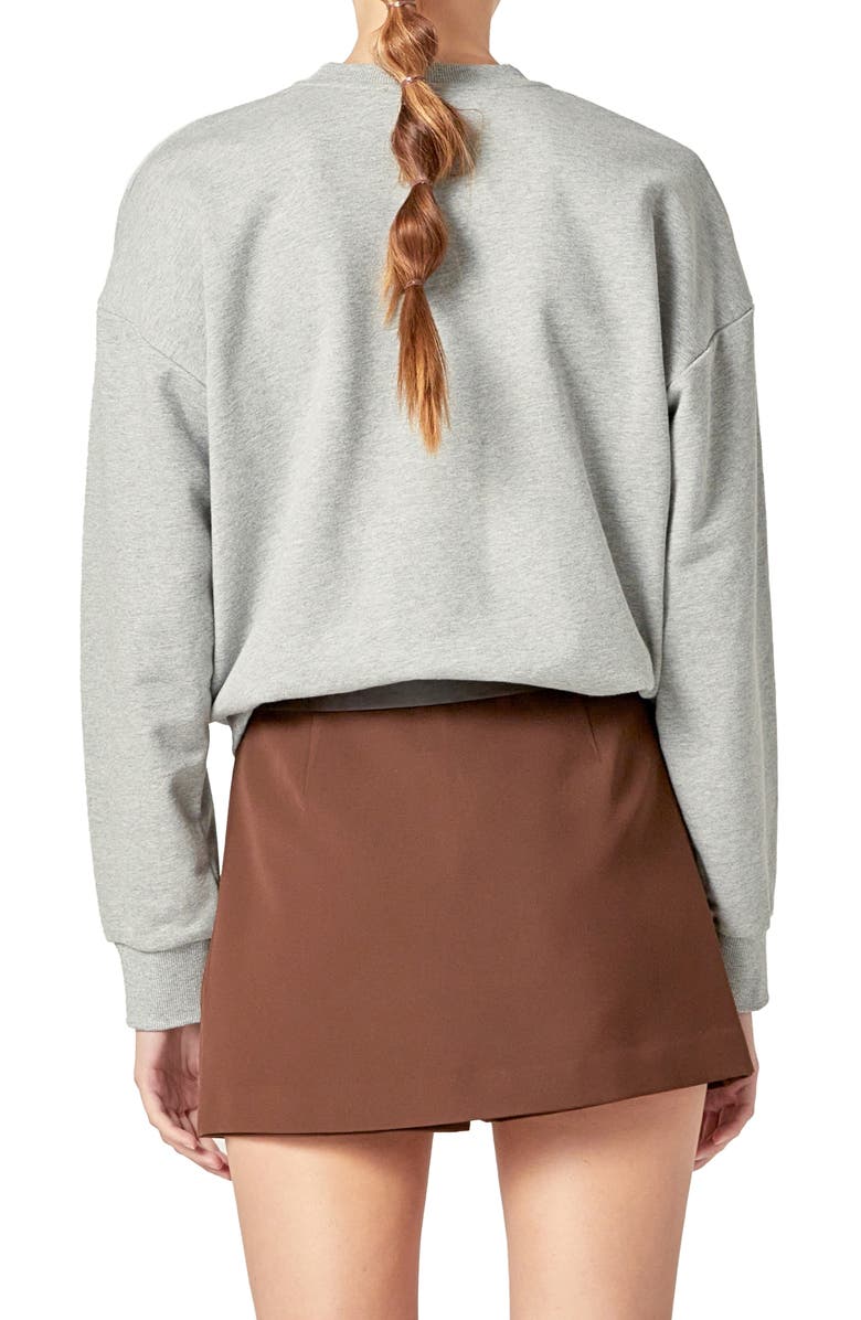 English Factory Embellished Bow Sweatshirt, Alternate, color, Heather Grey