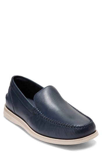 Cole Haan Harwich Venetian Loafer In Navy Blazer Suede/angora