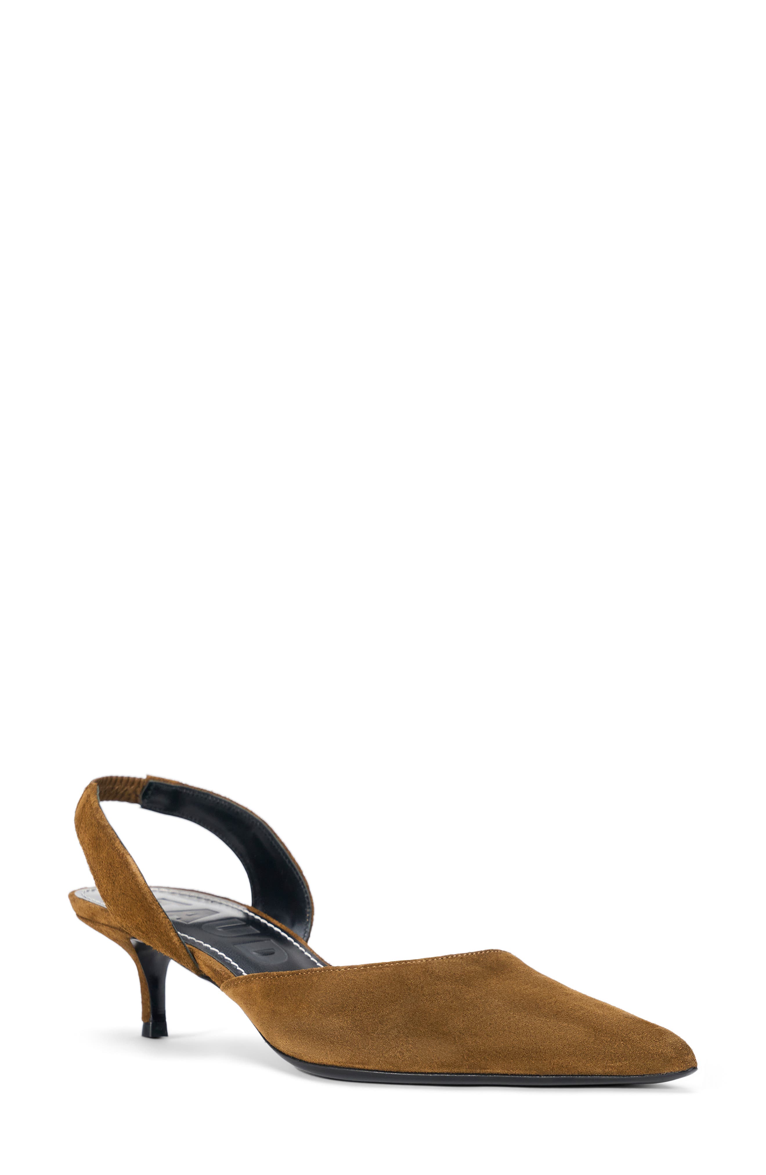 Staud Sebastian Slingback Pointed Toe Kitten Heel Pump In Green