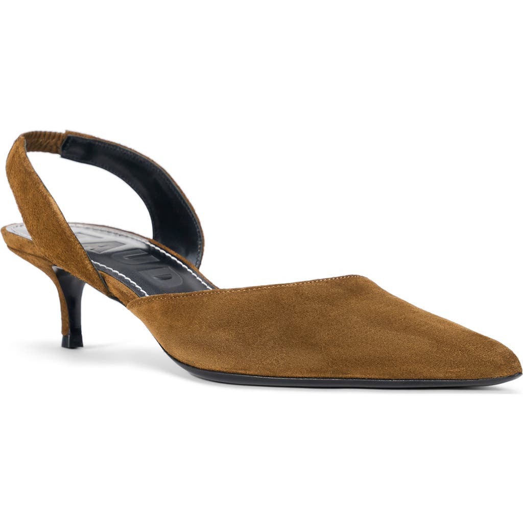 Staud Sebastian Slingback Pointed Toe Kitten Heel Pump In Green