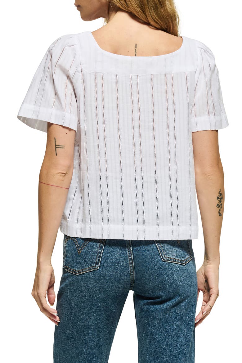 Vanity Ladder Stitch Inset Cotton Top, Alternate, color, WHITE