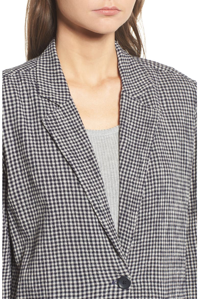 Gingham Boyfriend Blazer, Alternate, color, BLACK JULIE GINGHAM