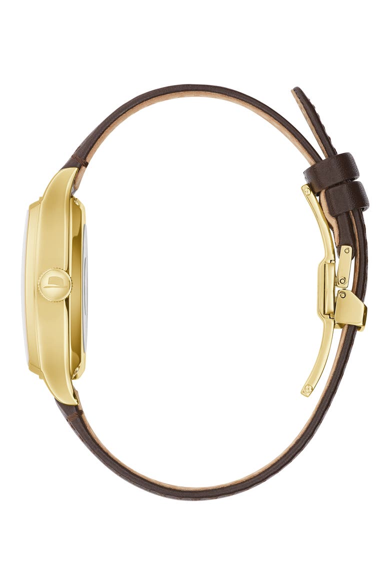 Frank Sinatra Young at Heart Leather Strap Watch, 33.5mm, Alternate, color, GOLD-TONE