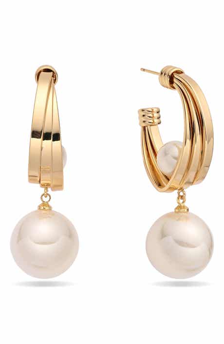 Lumeria Imitation Pearl Hoop Earrings