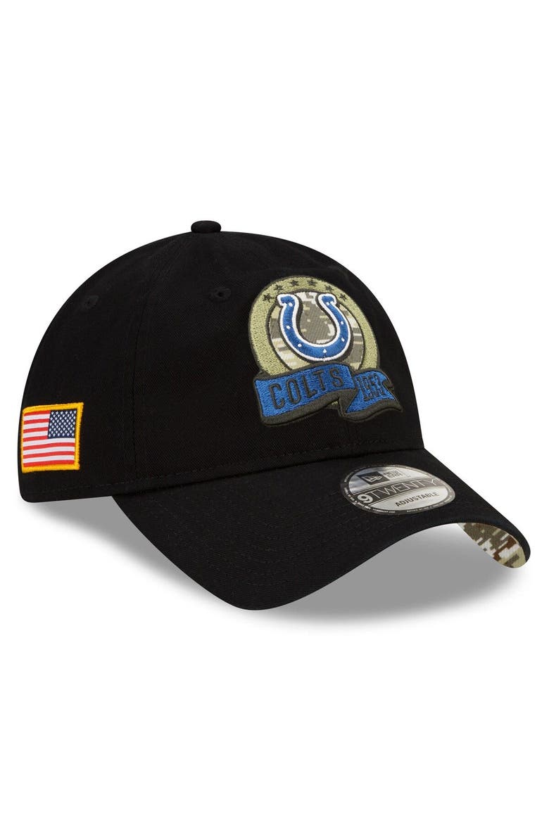 Men's New Era Black Indianapolis Colts 2022 Salute To Service 9TWENTY Adjustable Hat, Main, color, Black