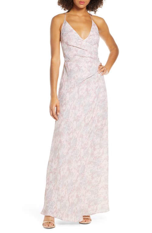 Wayf The Allison Faux Wrap Gown In Neutral