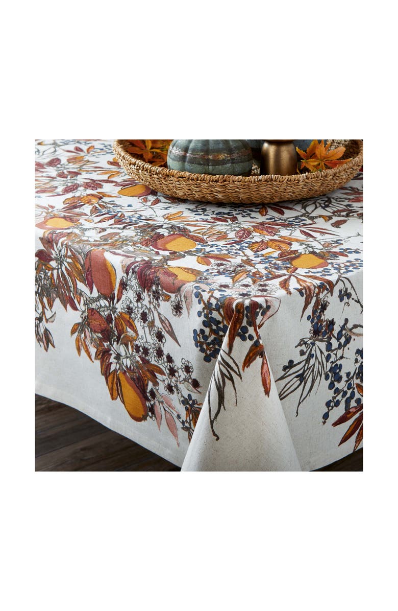 tag Cotton Pear Tablecloth Fall Harvest Design Machine Washable, Alternate, color, White