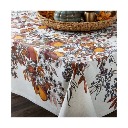 Tag Cotton Pear Tablecloth Fall Harvest Design Machine Washable In White
