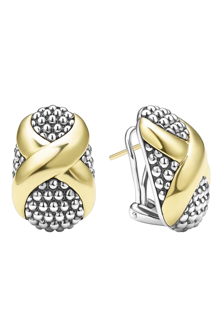 Embrace Omega Earrings, Main, color, METALLIC