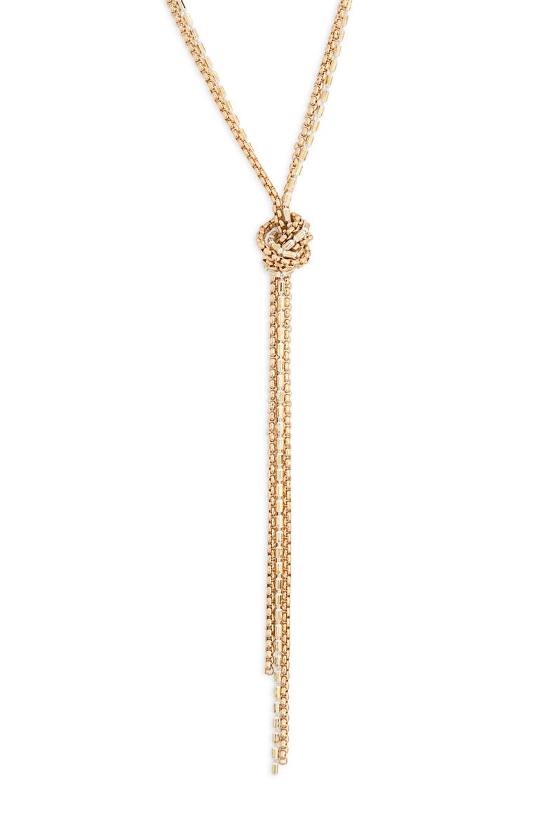 NORDSTROM RACK Coated Sparkle Knotted Y-Necklace, Main, color, White- Gold