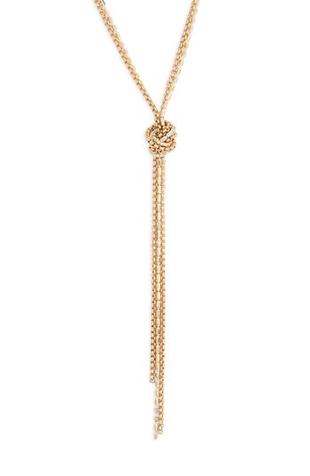 Nordstrom Rack Coated Sparkle Knotted Y-necklace In Gold