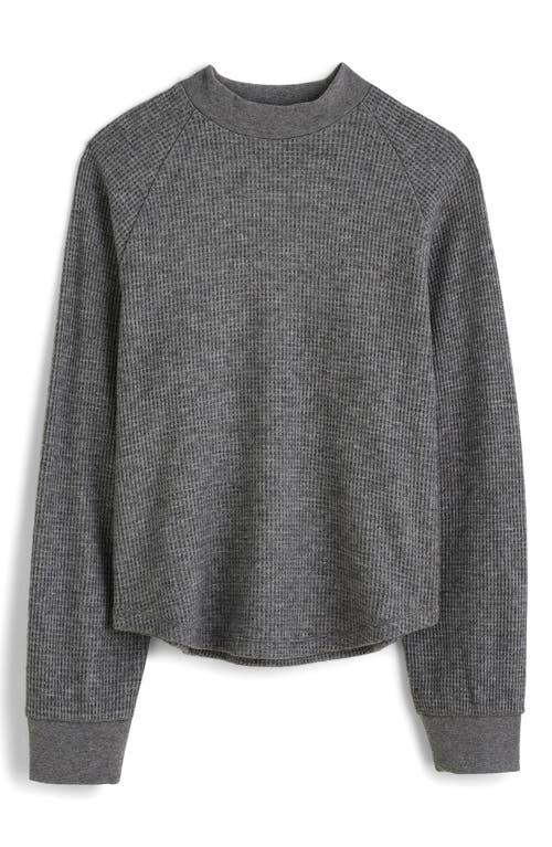 Shop Madewell Long Sleeve Waffle Knit Crewneck T-shirt In Heather Charcoal