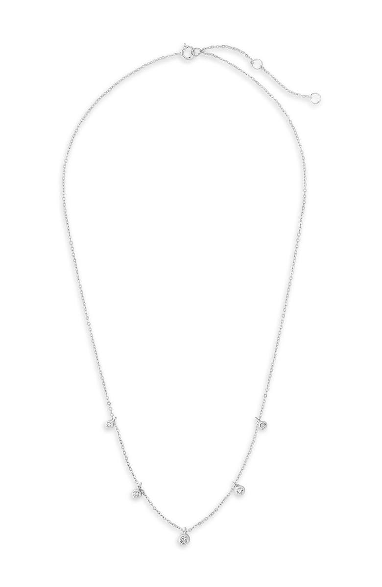 Sterling Forever Sterling Silver CZ Dangling Bezel Necklace, Alternate, color, 