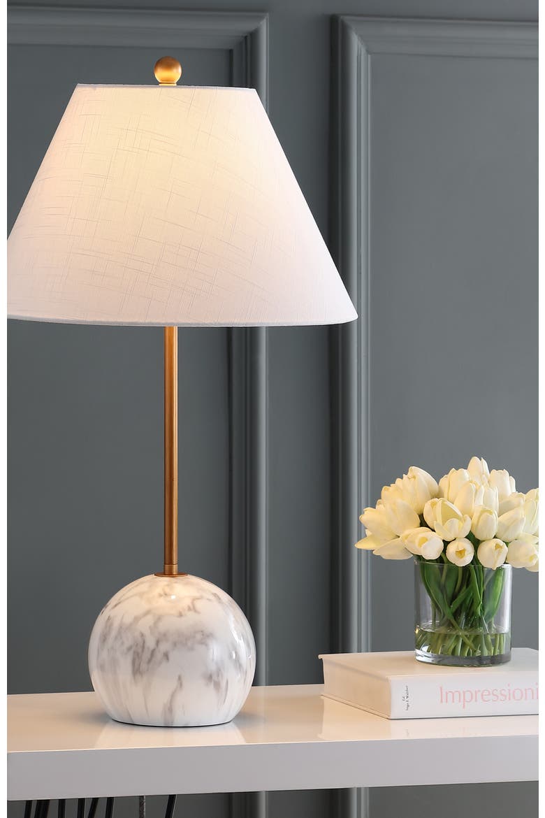 Miami 29" Minimalist Resin/Metal LED Table Lamp, Alternate, color, Gold/White