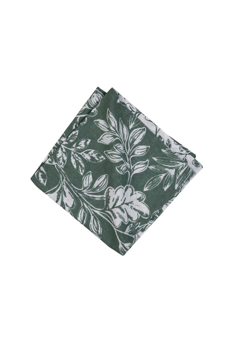 Everview Sage Botanical 100% Cotton Set of 6 Cloth Napkins, Alternate, color, Green
