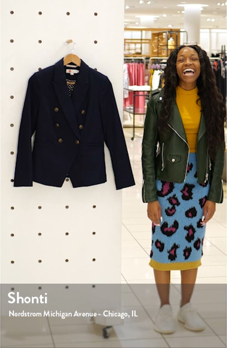 Longeline Twill Double Breasted Blazer, sales video thumbnail