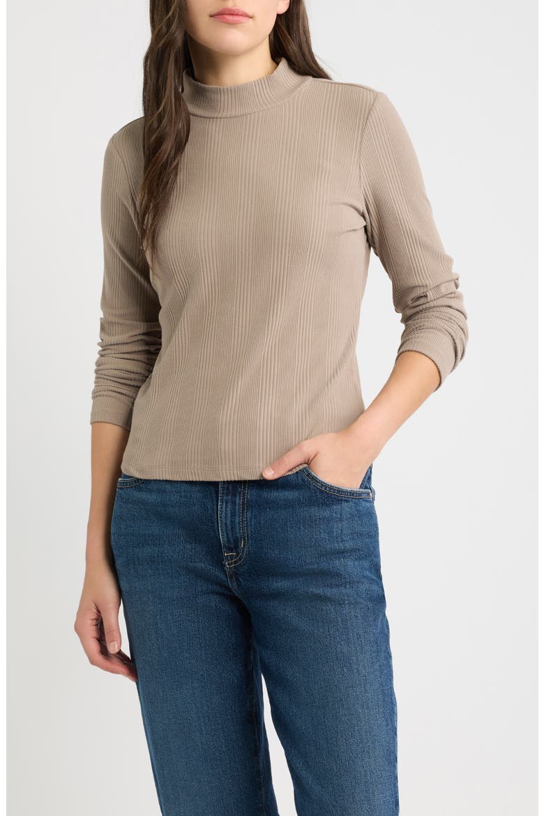 Mock Neck Long Sleeve Shirt, Main, color, MUSHROOM