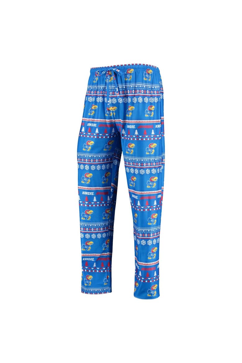 Men's Concepts Sport Royal Kansas Jayhawks Ugly Sweater Long Sleeve T-Shirt and Pants Sleep Set, Alternate, color, Royal