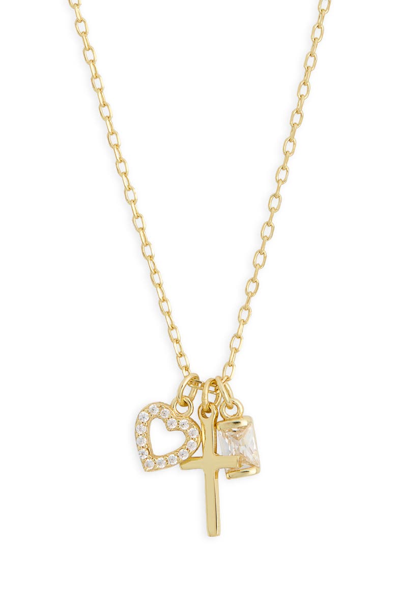 Argento Vivo Sterling Silver Sentimental Cross Pendant Necklace, Alternate, color, Gold