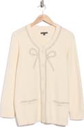 Adrianna Papell Faux Pearl Bow Cardigan