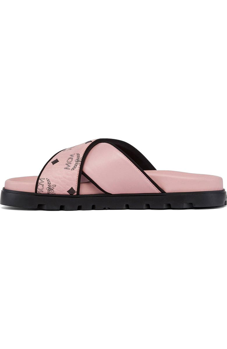 MCM Cross Sandal in Visetos Leather Mix, Alternate, color, Soft Pink