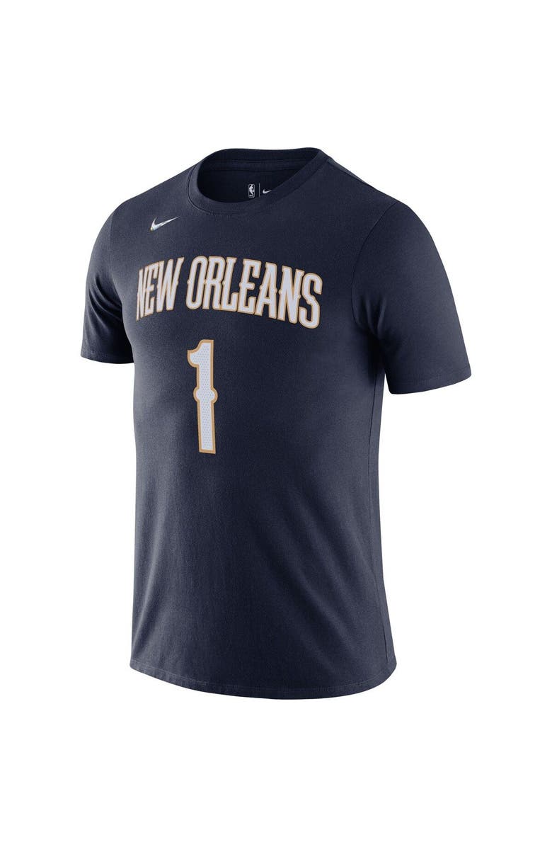 Nike Men's Nike Zion Williamson Navy New Orleans Pelicans Diamond Icon Name & Number T-Shirt, Alternate, color,
