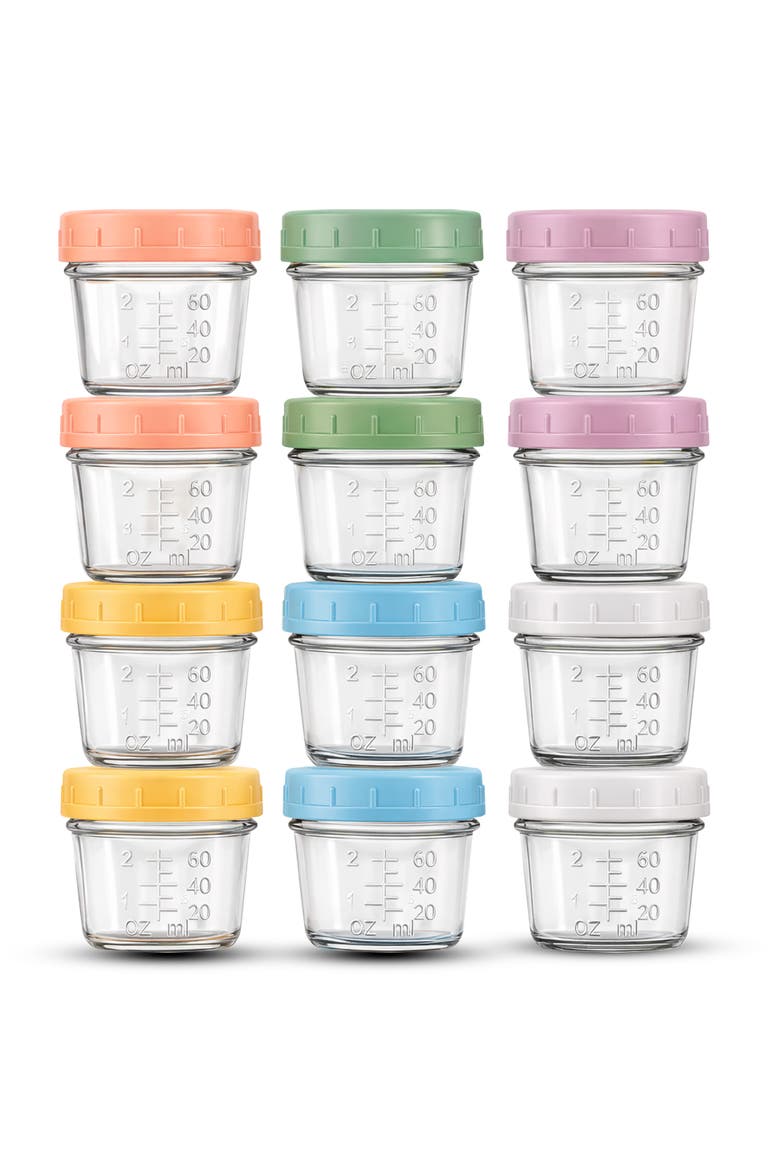 Glass Baby Food Storage Containers Leakproof 12 Piece Set, Main, color, Clear
