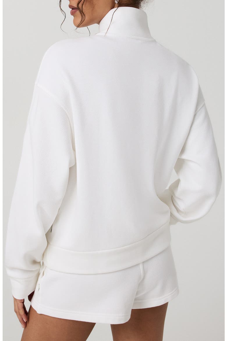 Piqué Half Zip Fleece Pullover, Alternate, color, WHITE