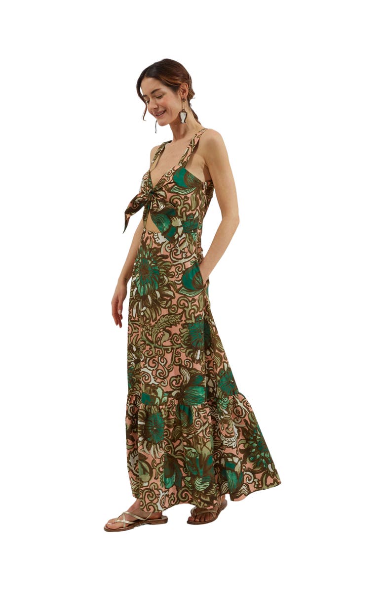 La DoubleJ Peek-A-Boo Party Dress Anemone Pink Olive, Main, color, Anemone Pink Olive