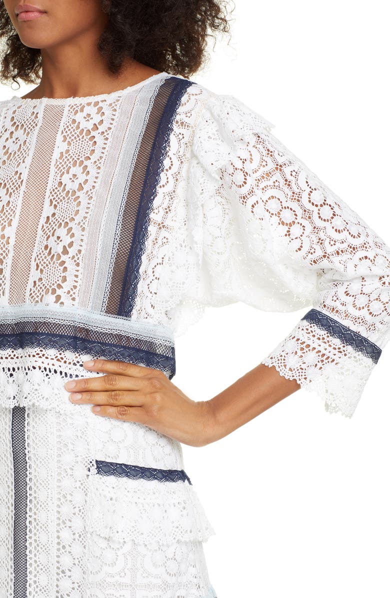 Love Sam Scarlet Lace Crop Top, Alternate, color, 