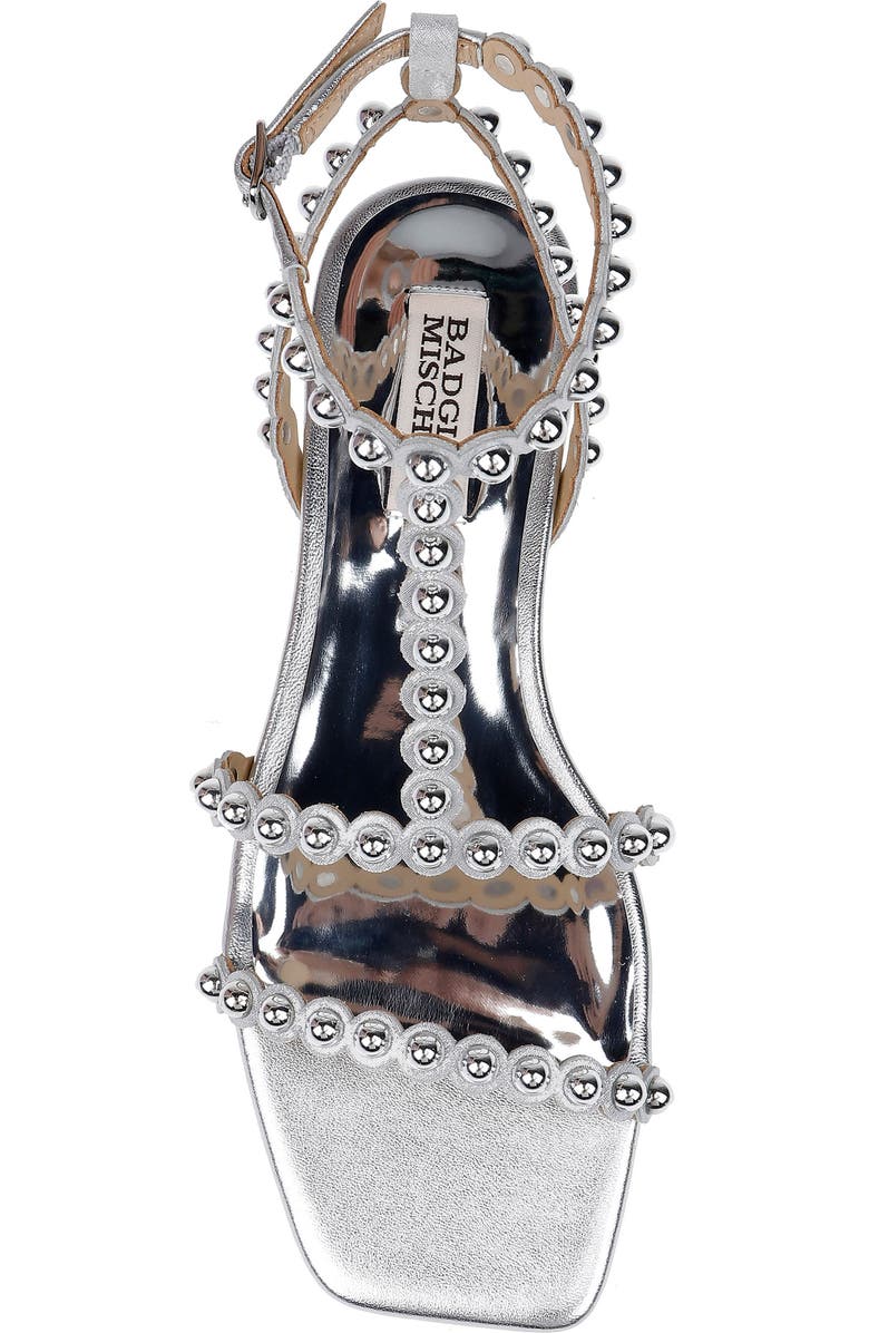 Badgley Mischka Collection Cami Embelished T-Strap Sandal, Alternate, color, Silver