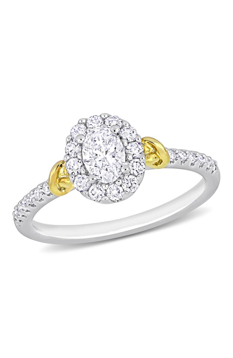 Julianna B. Diamond Oval Halo Ring 14k Gold, Main, color, White Gold