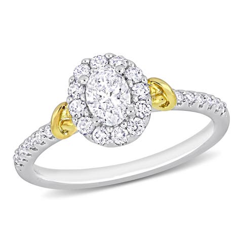 Diamond Oval Halo Ring 14k Gold