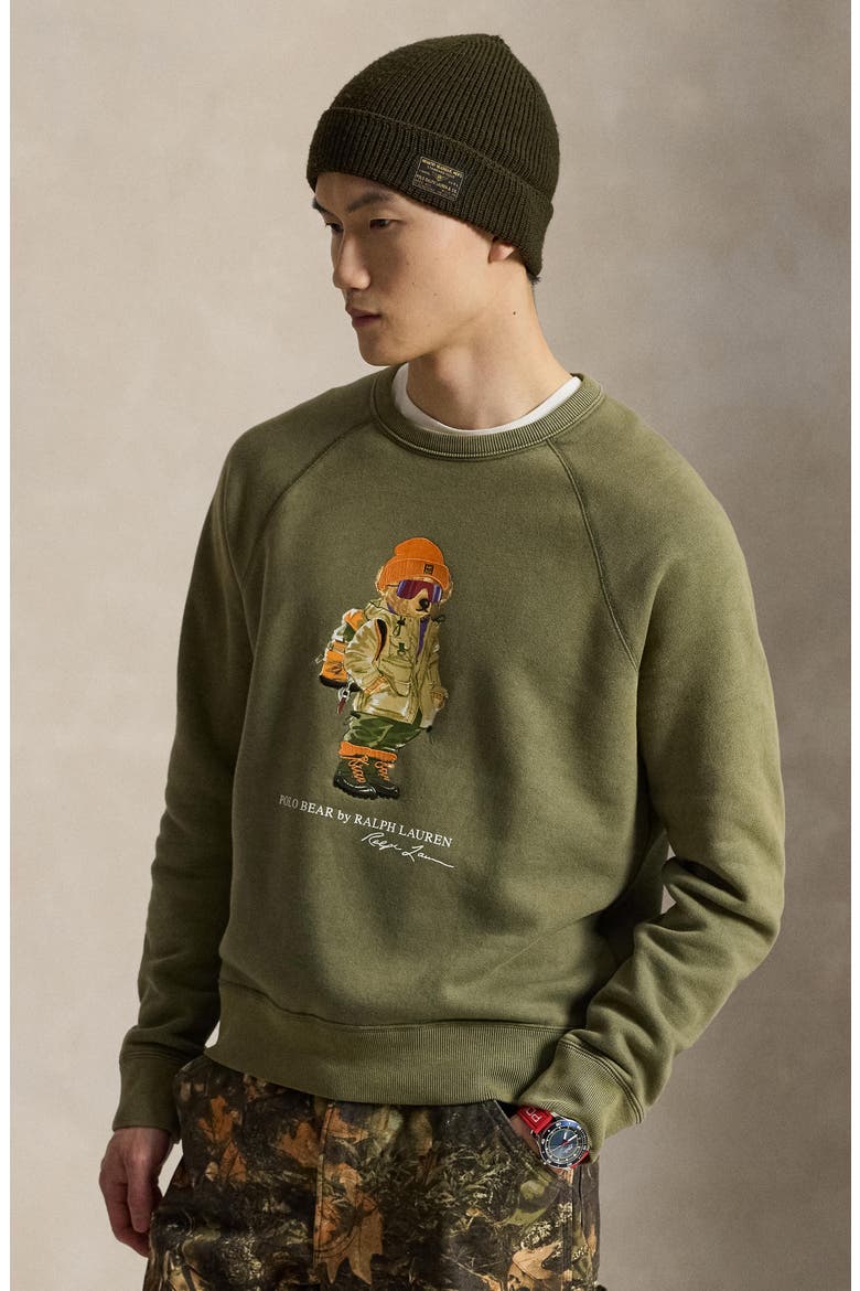Polo Bear Graphic Fleece Sweatshirt, Alternate, color, GREEN