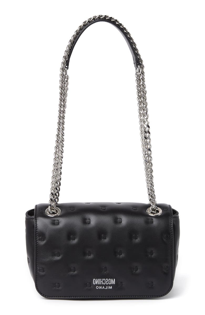 Moschino Embossed Leather Shoulder Bag, Main, color, 