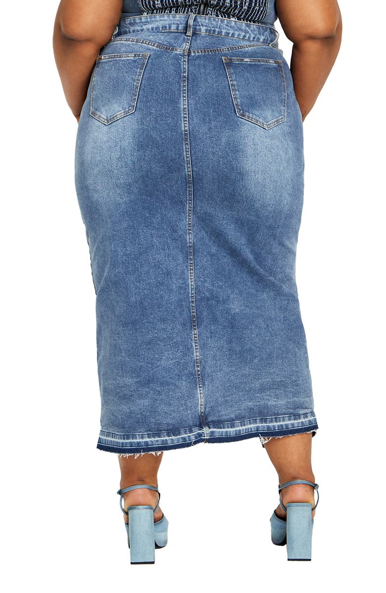 City Chic Hallie Raw Hem Denim Pencil Skirt, Alternate, color,