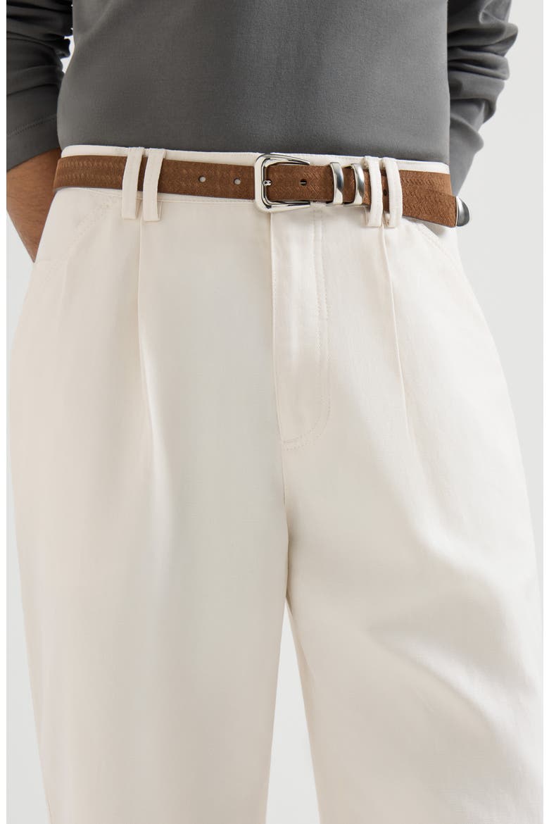 Cotton and linen trousers, Alternate, color, White