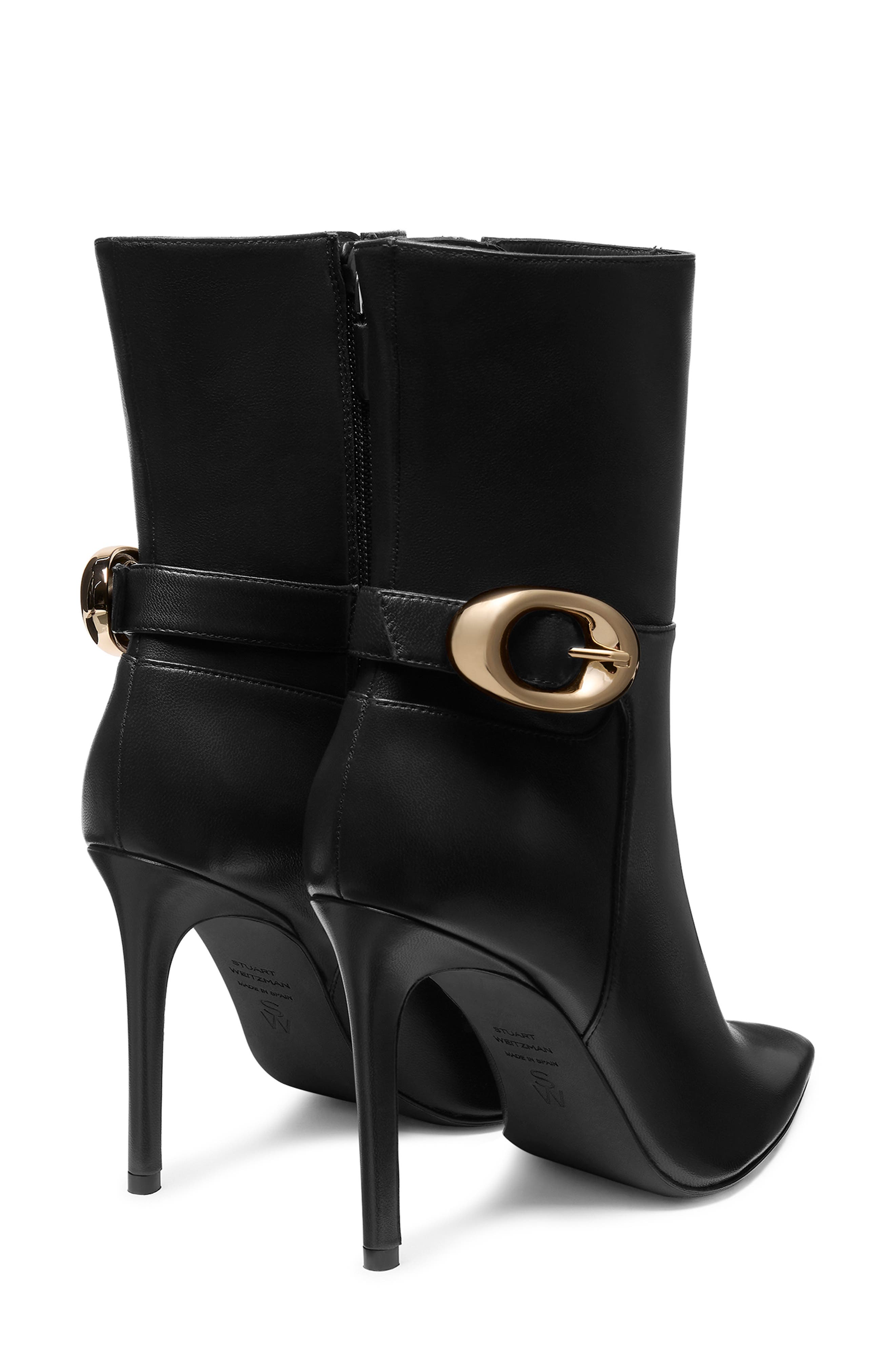 Stuart Weitzman Stuart Power Buckle Bootie, Alternate, color, Black