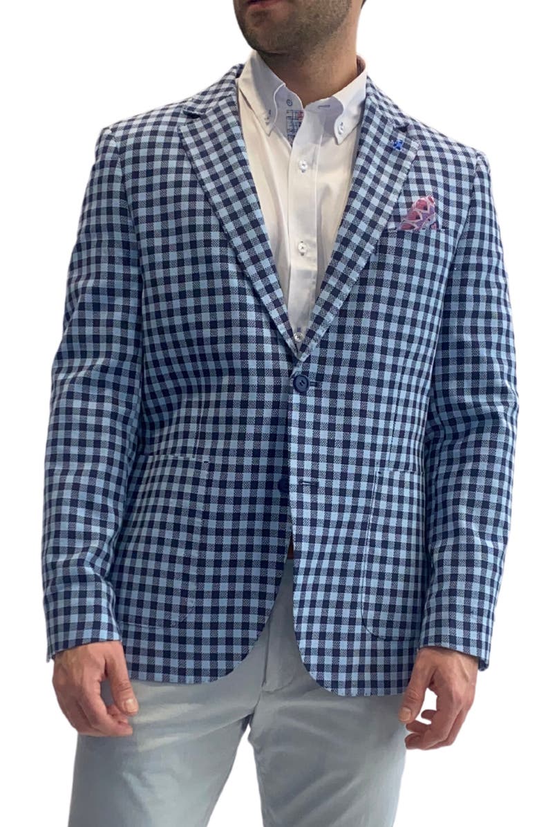 TailorByrd Blue Textured Check Sportcoat, Main, color, Navy Light Blue