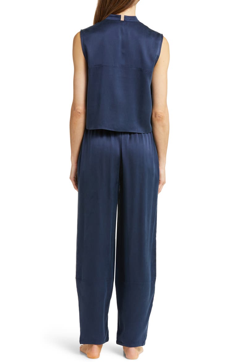 Washable Silk Sleeveless Pajamas, Alternate, color, DEEP BLUE